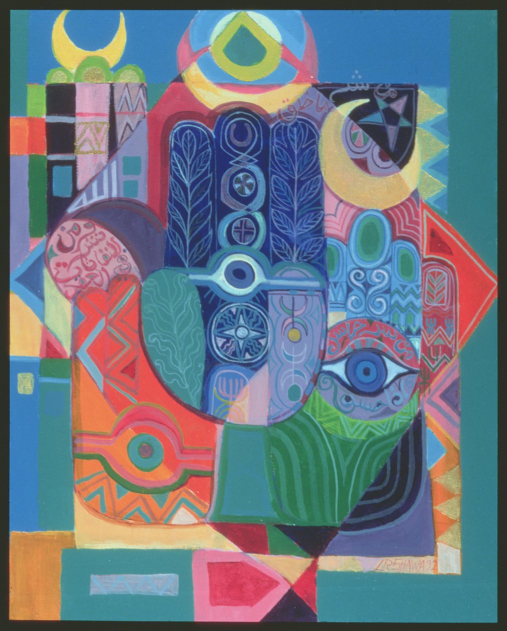 हाथ ताबीज I, 1992 (कैनवास पर एक्रिलिक) द्वारा लैला शावा