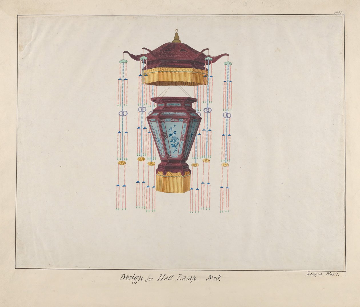 हॉल लैंप के लिए डिज़ाइन, सीए। 1800-1810। द्वारा Lamqua