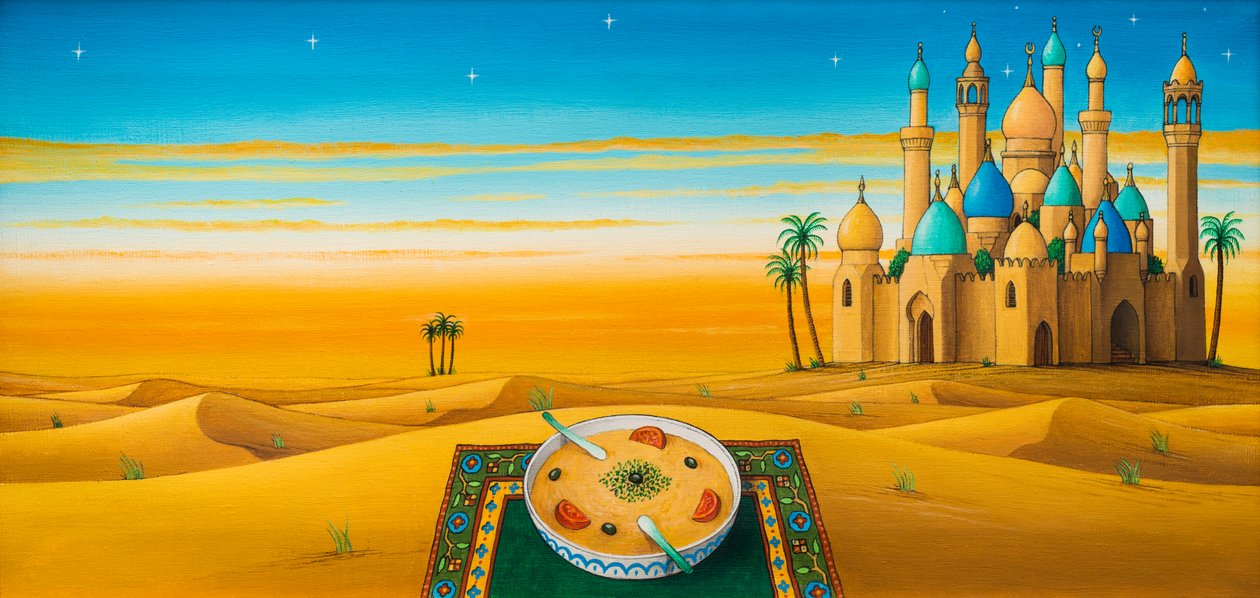 Hummus on the Sands, 1992 (एक्रिलिक) द्वारा लैरी स्मार्ट