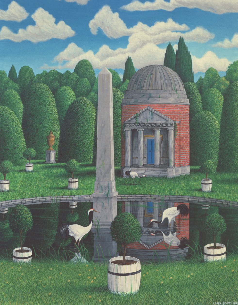 टेम्पल, चिसविक हाउस गार्डन, 1989 (लिनन पर एक्रिलिक) द्वारा लैरी स्मार्ट