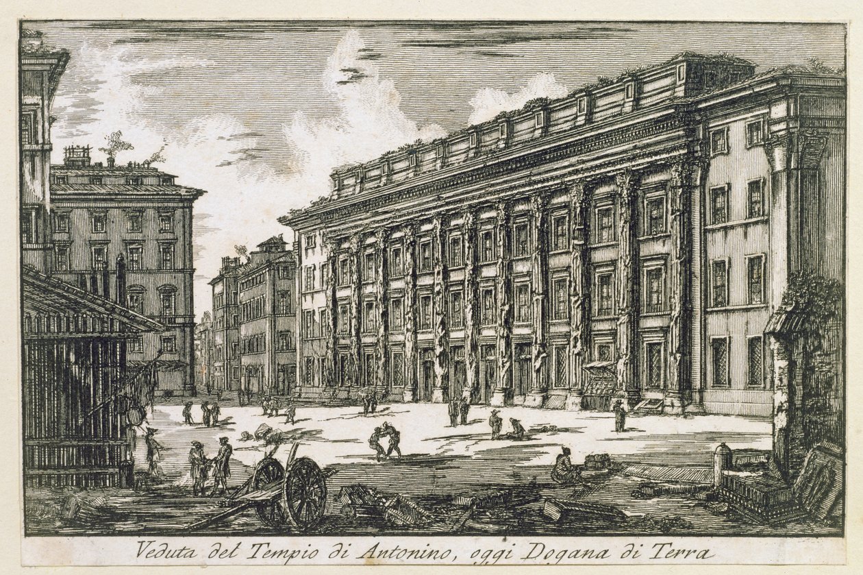 रोम में एंटोनिनस का मंदिर, c.1780 द्वारा लौरा पिरानेसी