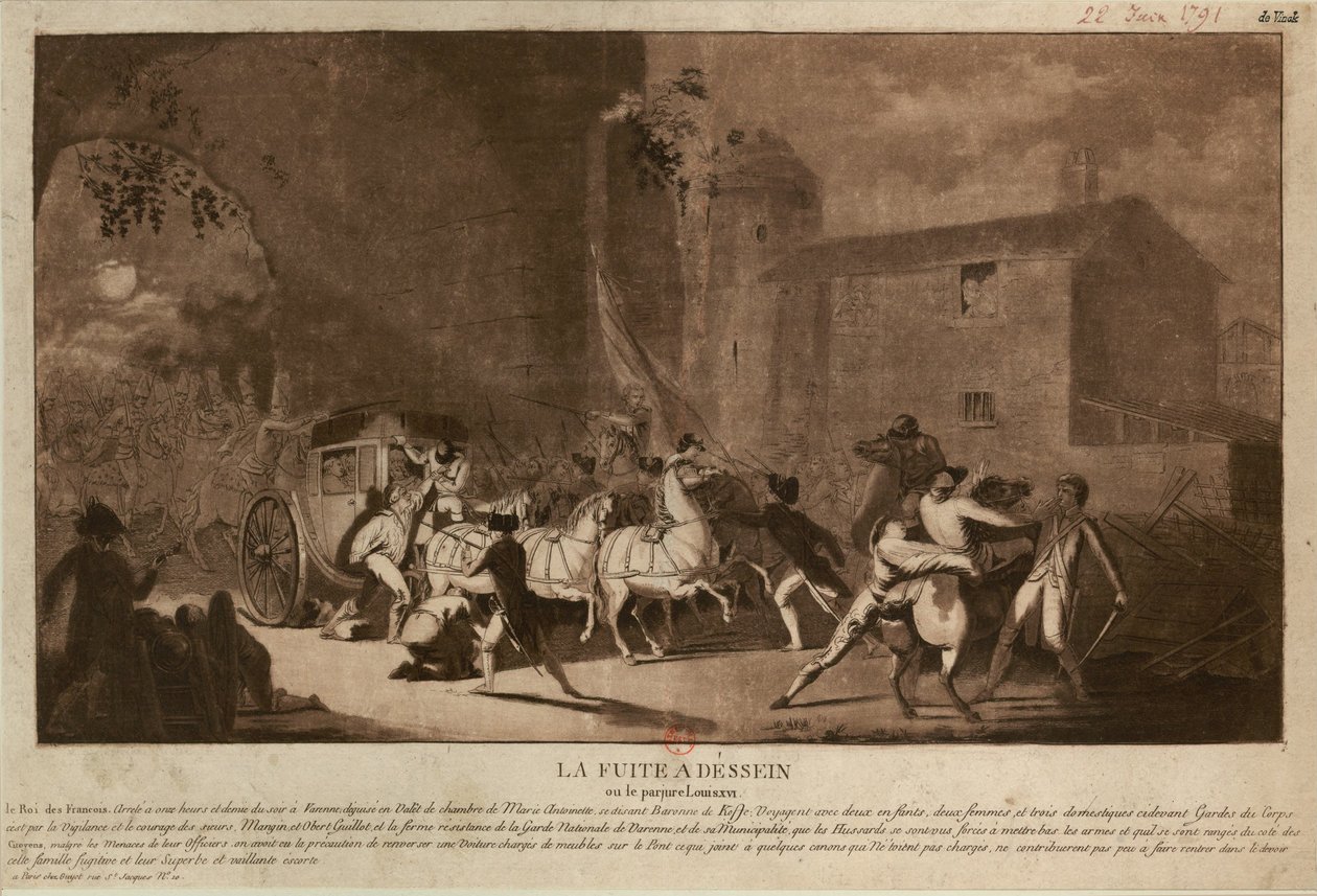 वारेन के लिए उड़ान वारेन के लिए उड़ान, 1791। द्वारा लॉरेंट गयोट