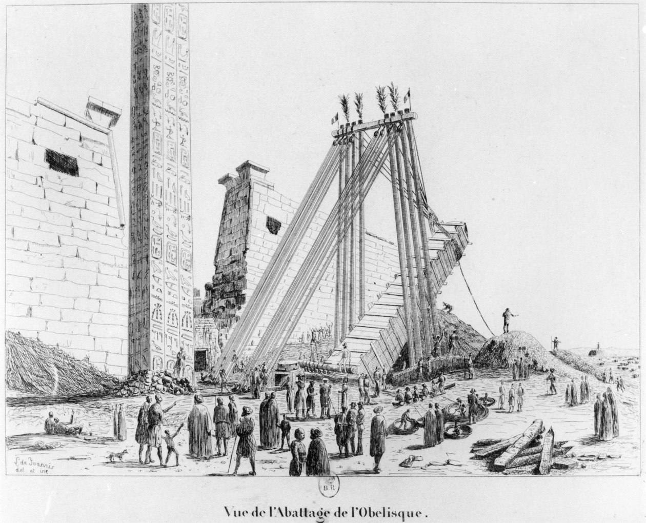 कैम्पर पिट्सोरेस डे लक्सर, 1835 से लक्सर मंदिर से ओबिलिस्क को खींचकर द्वारा लियोन डी जोआनिस
