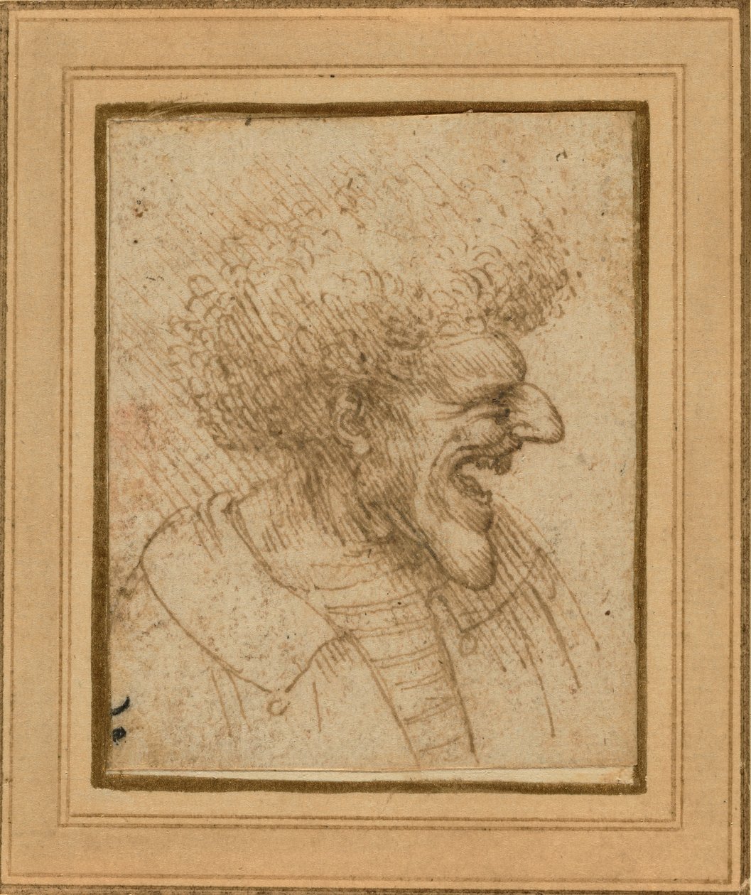 बुश हेयर के साथ एक आदमी का कैरिकेचर, c.1495 द्वारा लियोनार्डो दा विंची