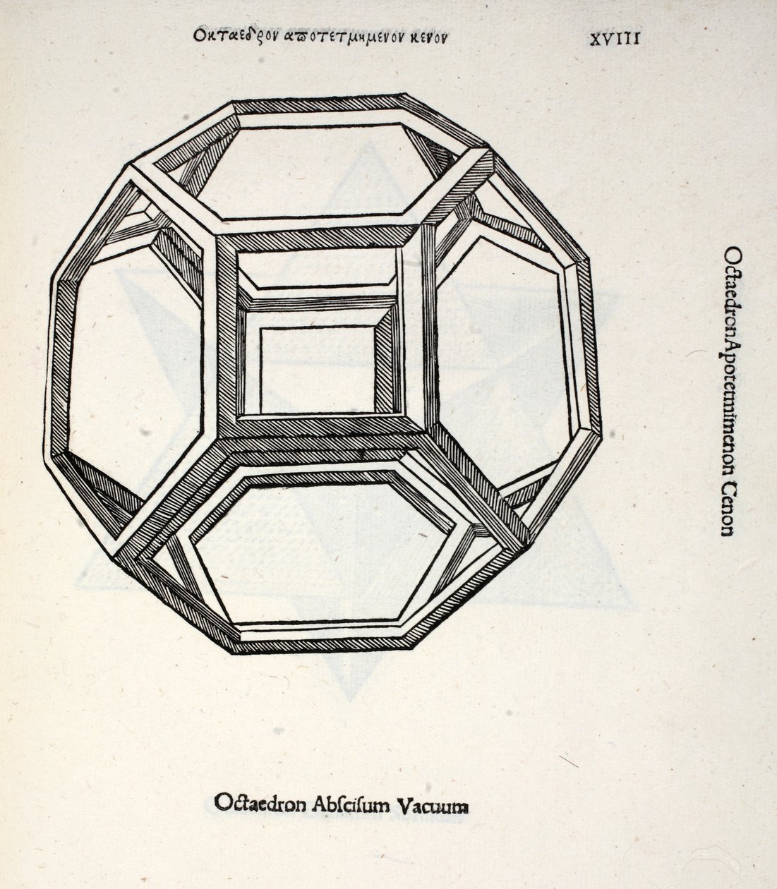 Octocedron कटौती लुका पसिओली (c.1445-1517), मूल रूप पब से एक &39;दिव्य अनुपात&39; से कोई मतलब नहीं है। वेनिस 1509 द्वारा लियोनार्डो दा विंची