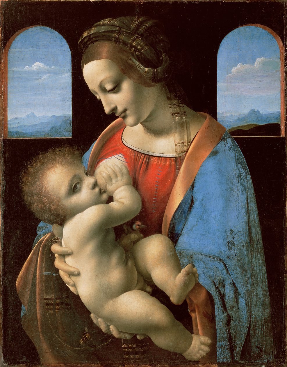 लिटा मैडोना, c.1490 (कैनवास पर तापमान पैनल से स्थानांतरित) द्वारा लियोनार्डो दा विंची