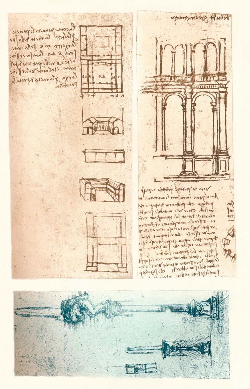 तीन वास्तुकला चित्र, c1472-c1519 1883 द्वारा लियोनार्डो दा विंची