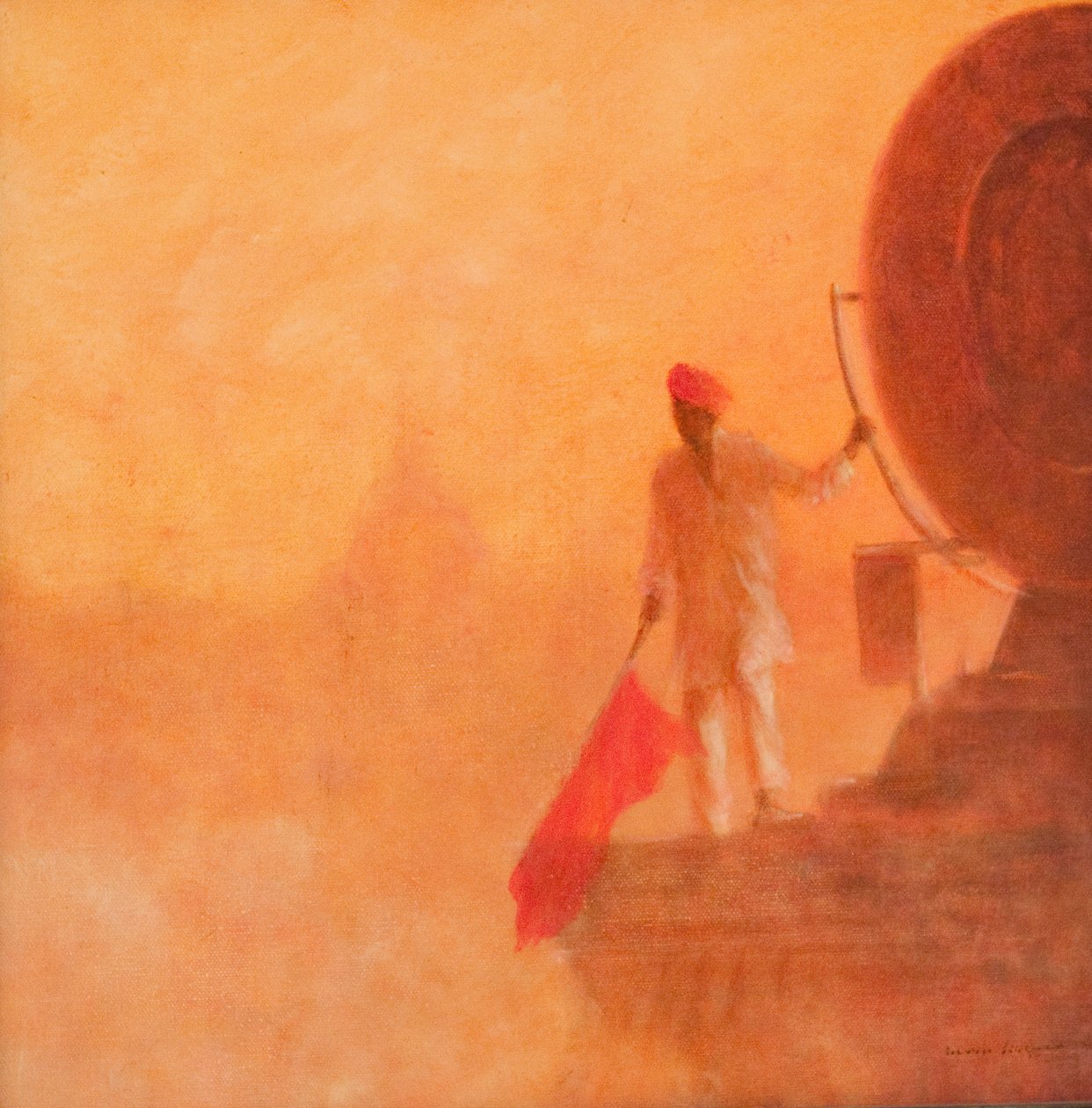 रेलवे फ्लैग मैन, आगरा, 2010 (कैनवास पर एक्रिलिक) द्वारा लिंकन सेलिगमैन