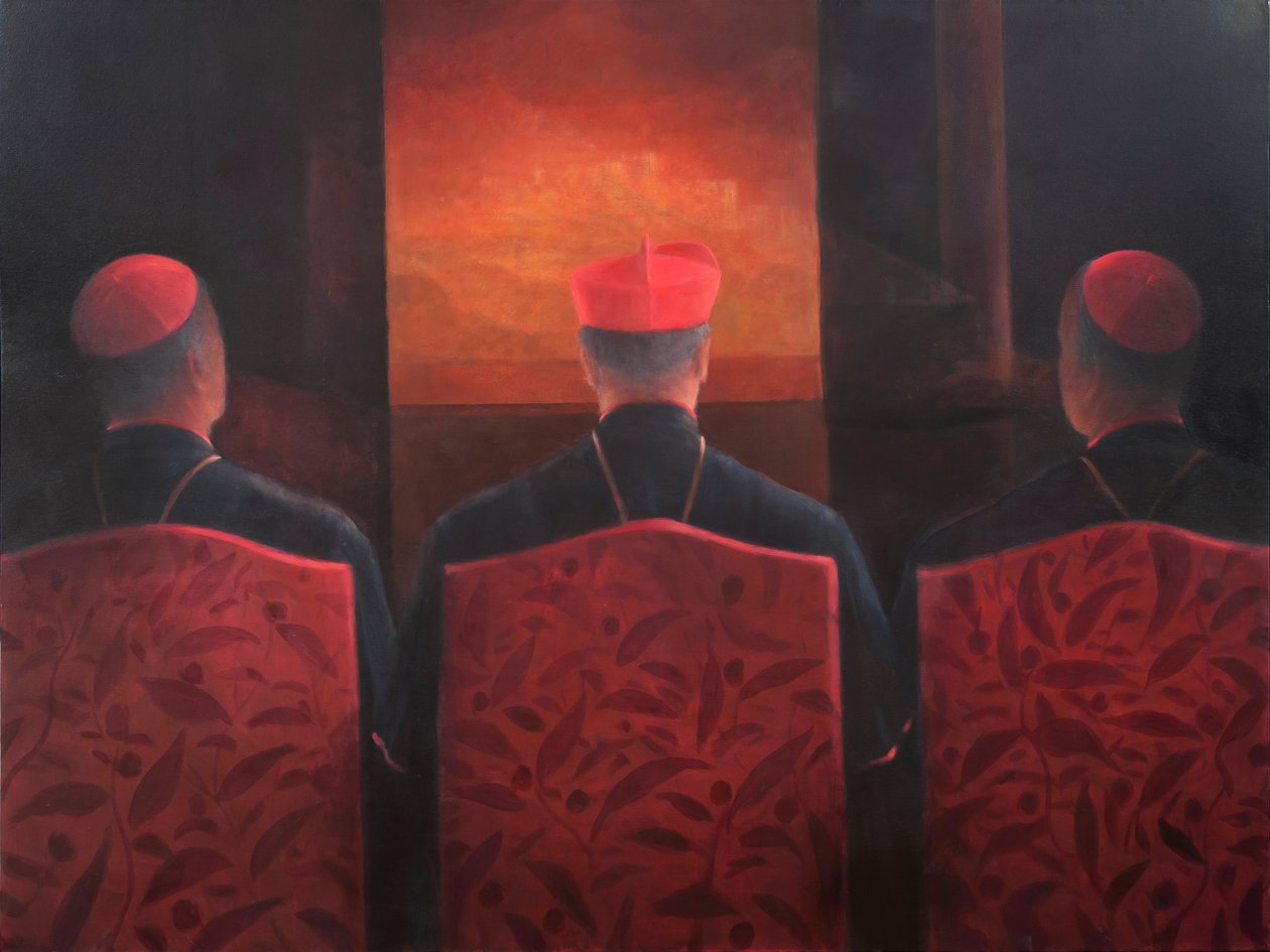 तीन कार्डिनल, 2012 (कैनवास पर एक्रिलिक) द्वारा लिंकन सेलिगमैन