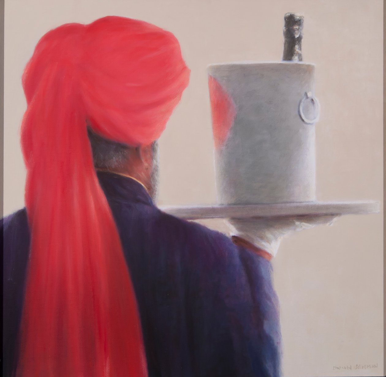 वाइन वेटर, जयपुर, 2012 (कैनवास पर एक्रिलिक) द्वारा लिंकन सेलिगमैन