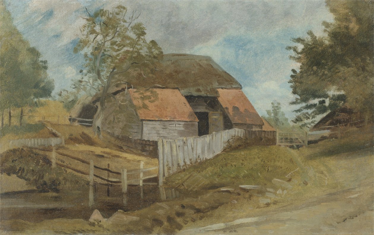 ओल्ड बार्न, c.1855 (पैनल पर तेल) द्वारा लियोनेल कांस्टेबल