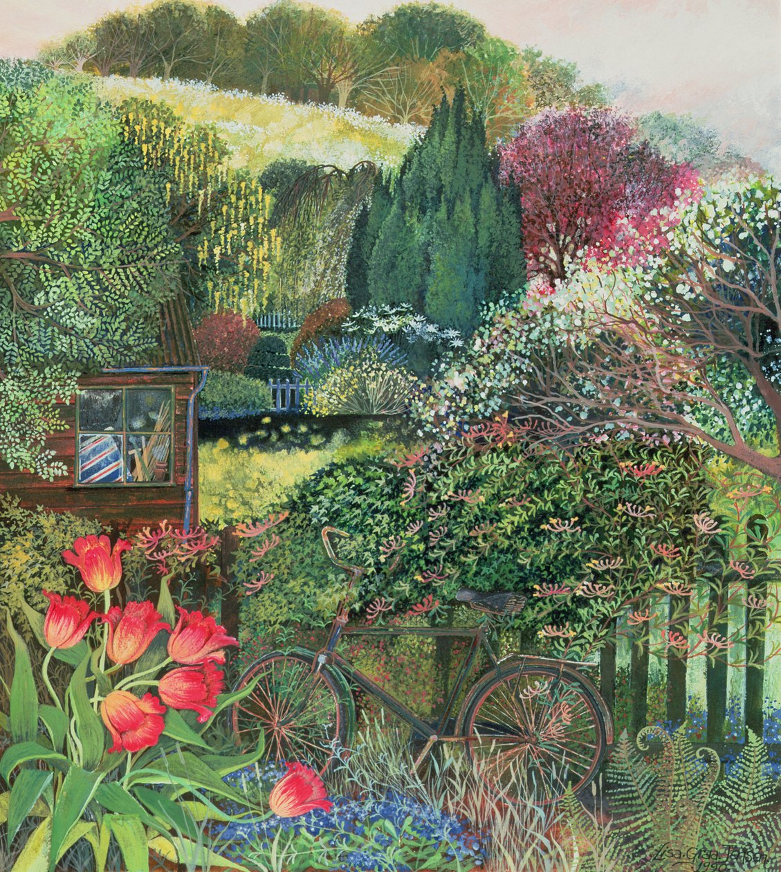 मार्टिन की बाइक, 1991 (wc, gouache) द्वारा लिसा ग्रा जेन्सेन