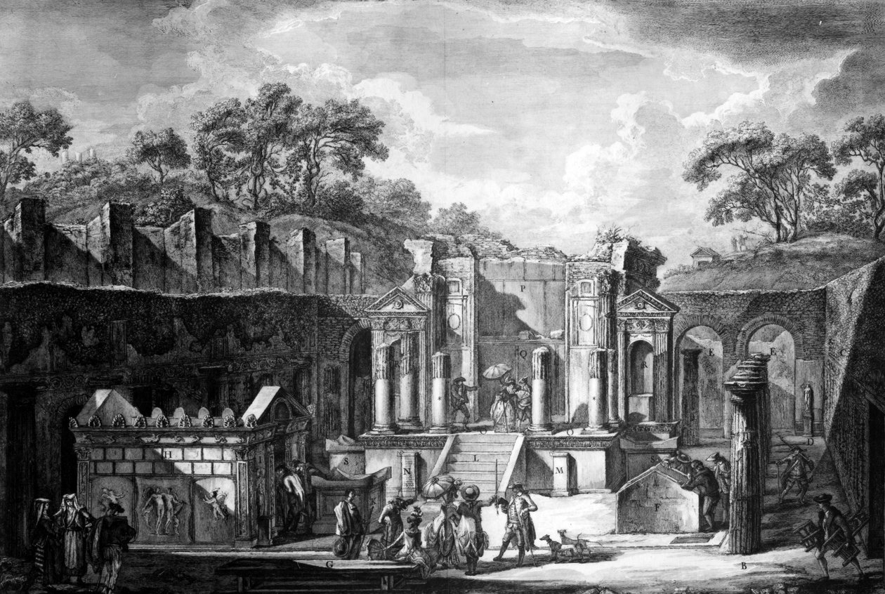 फ्रांसेस्को पिरनेसी, 1788 द्वारा उत्कीर्ण, आइसिस, पोम्पेई के मंदिर का दृश्य द्वारा लुई जीन डेस्पर्ज