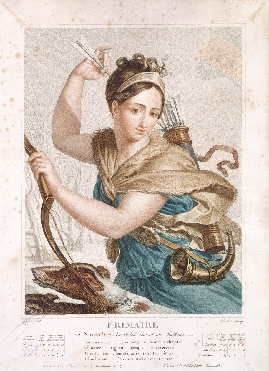 फ्राइमायर (नवंबरडील), रिपब्लिकन कैलेंडर का तीसरा महीना, ट्रेसका, c.1794 द्वारा उकेरा गया द्वारा लुई लाफिटे