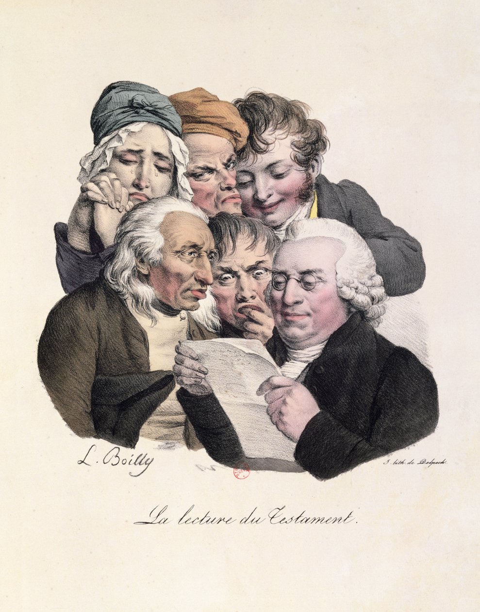 फ्रांकोइस सेराफिन डेलपेच द्वारा लिखित वसीयत पढ़ना, (1778-1825) द्वारा लुई लियोपोल्ड बोइली