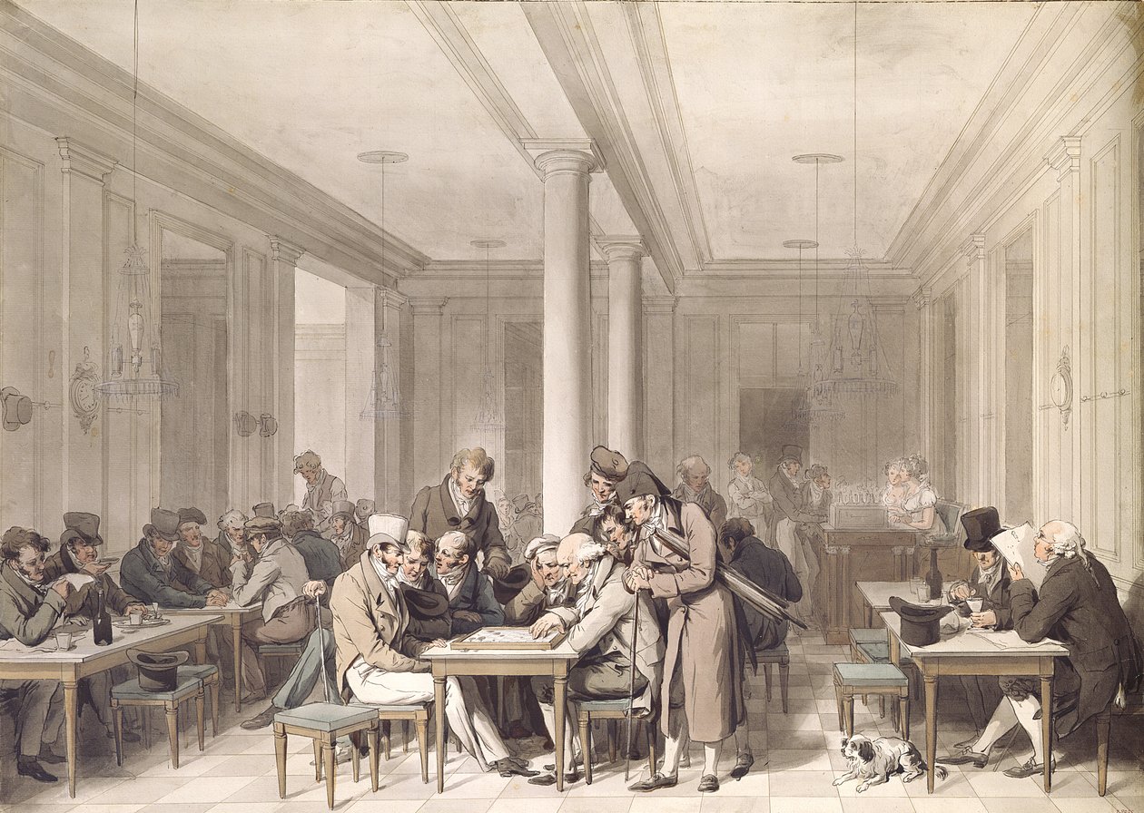 पेरिस के एक कैफे का इंटीरियर, c.1815 द्वारा लुई लियोपोल्ड बोइली