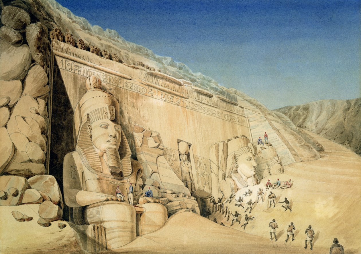 रामसेस II के महान मंदिर की खुदाई द्वारा लुई एमए लाइनेंट डी बेलेफ़ॉन्ड्स