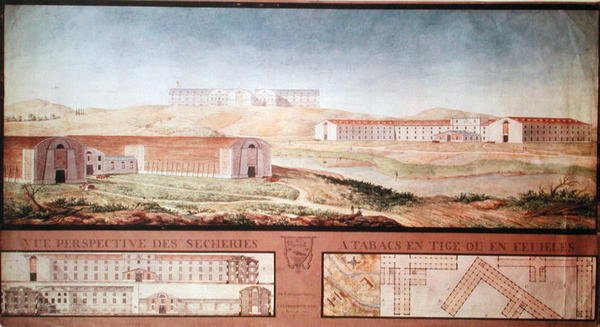 तम्बाकू सुखाने कारखानों, 1813 के परिप्रेक्ष्य (कागज पर wc) द्वारा लुई मिशेल फेलिप्पो