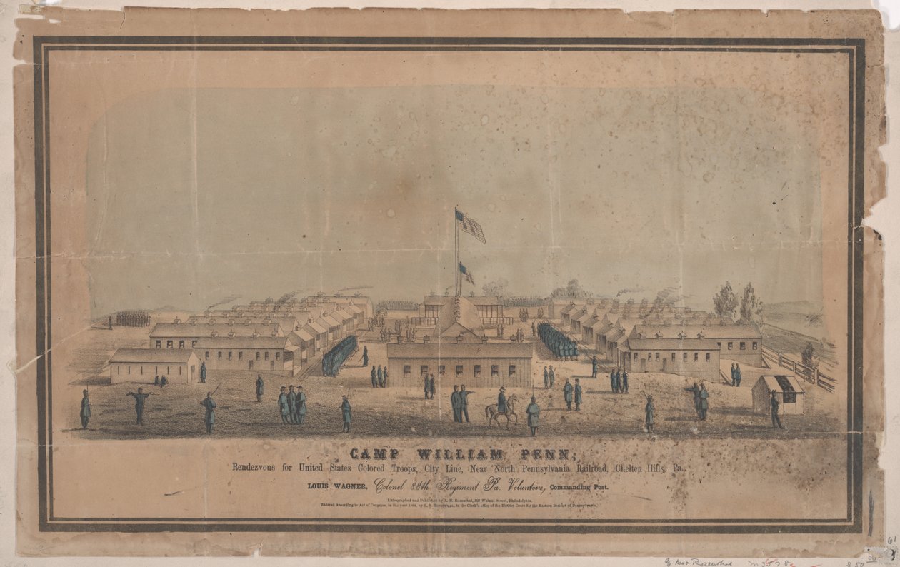 कैम्प विलियम पेन, c.1864 (क्रोमोलिथो) द्वारा लुई एन। रोसेन्थल