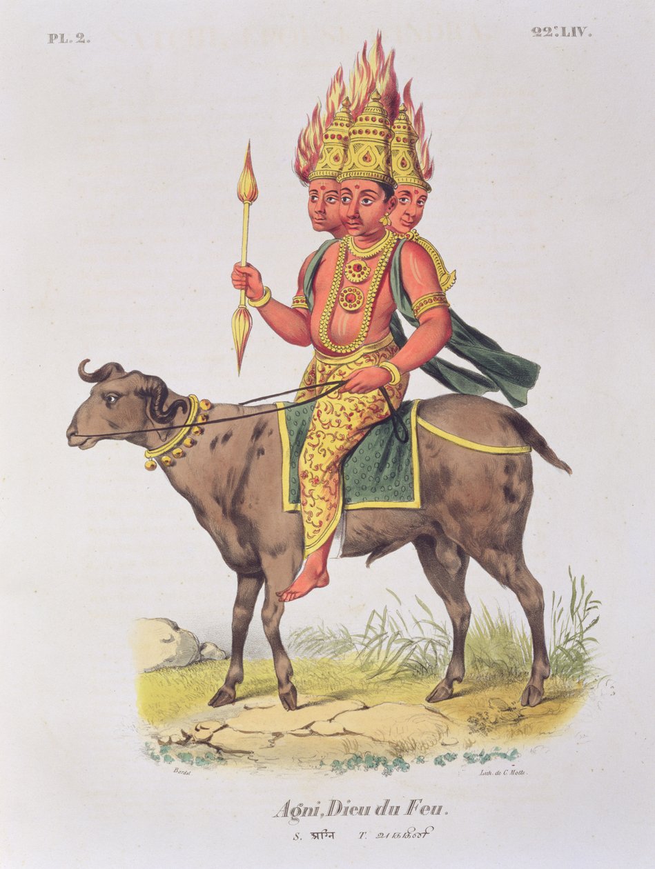 अग्नि, अग्नि के देवता, चार्ल्स एटिने पियरे (1785-1836) द्वारा उत्कीर्ण द्वारा लुइस थॉमस बार्डेल