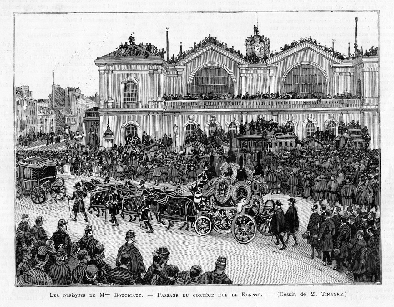 1887 में पेरिस में मार्गेराइट बोउसीट का अंतिम संस्कार जुलूस द्वारा लुइस तिनैरे