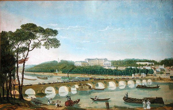 किंग्स एंड क्वीन ऑफ़ नेपल्स का चैतु डी सेंट-क्लाउड, मई 1830 का दौरा (कागज़ पर wc & gouache) द्वारा लुई डुसिस