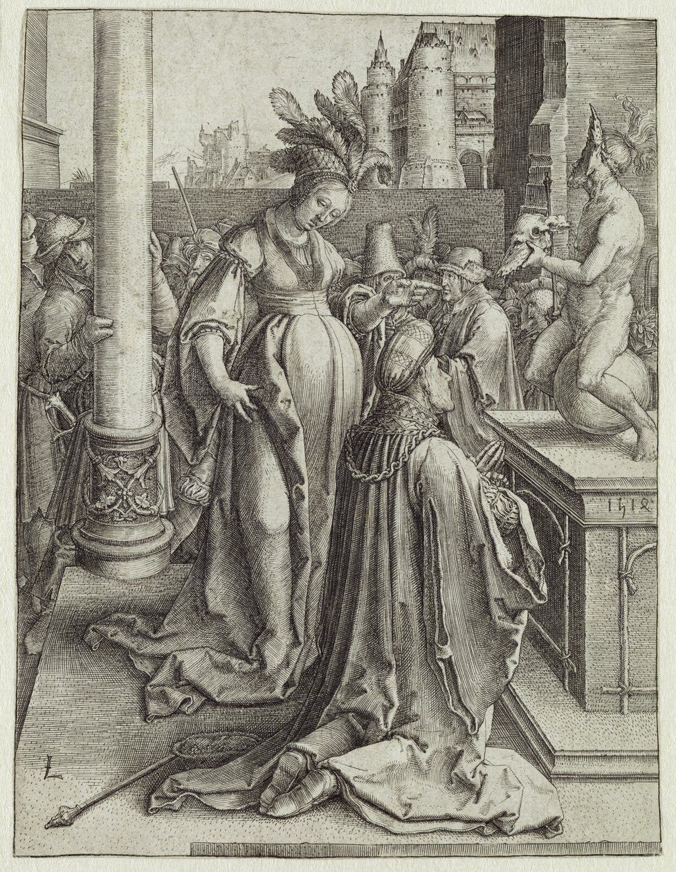 सोलोमन प्रेज ऑफ़ द ग्रेवन इमेज, c.1514 (कॉपर एनग्रेविंग) द्वारा लुकास वैन लेडेन