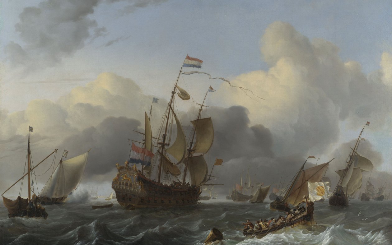 Eendracht और डच पुरुषों के युद्ध का एक बेड़ा, c.1670-75 द्वारा लुडोल्फ बैकहुइसन