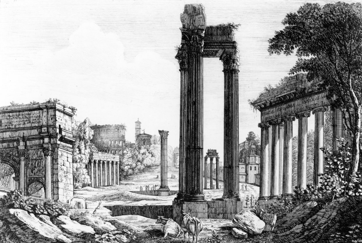 रोमन फोरम का सामान्य दृश्य, 1817 द्वारा लुइगी रॉसिनी
