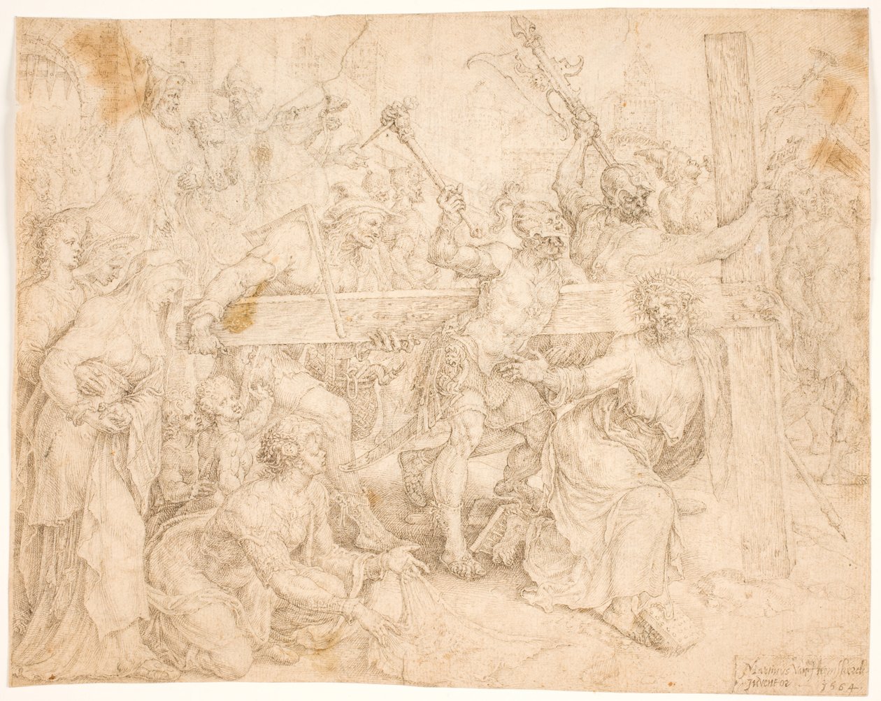 मसीह अपना क्रूस धारण किये हुए द्वारा Maarten van Heemskerck