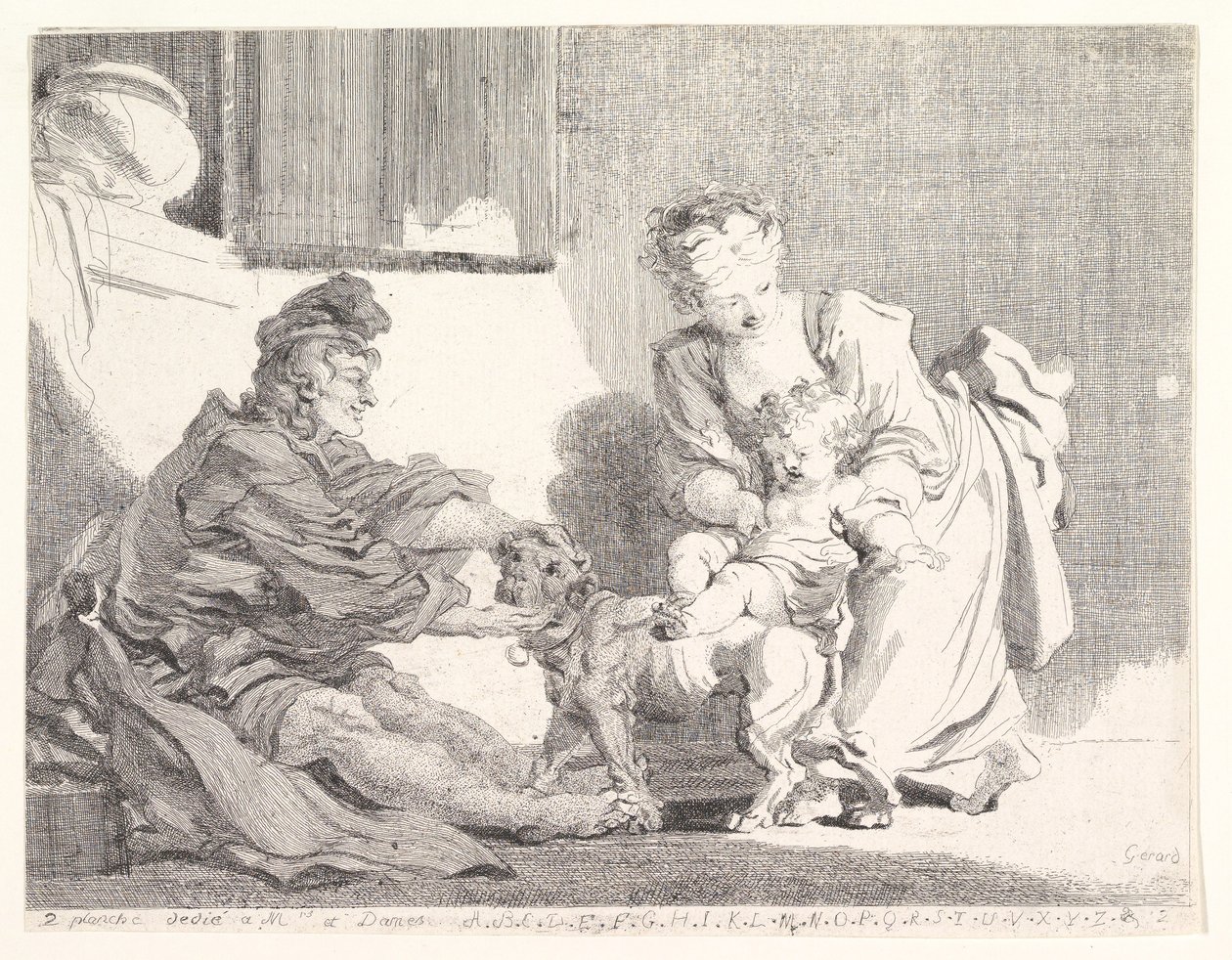 द चाइल्ड एंड बुलडॉग, 1778। द्वारा मार्गेराइट जेरार्ड