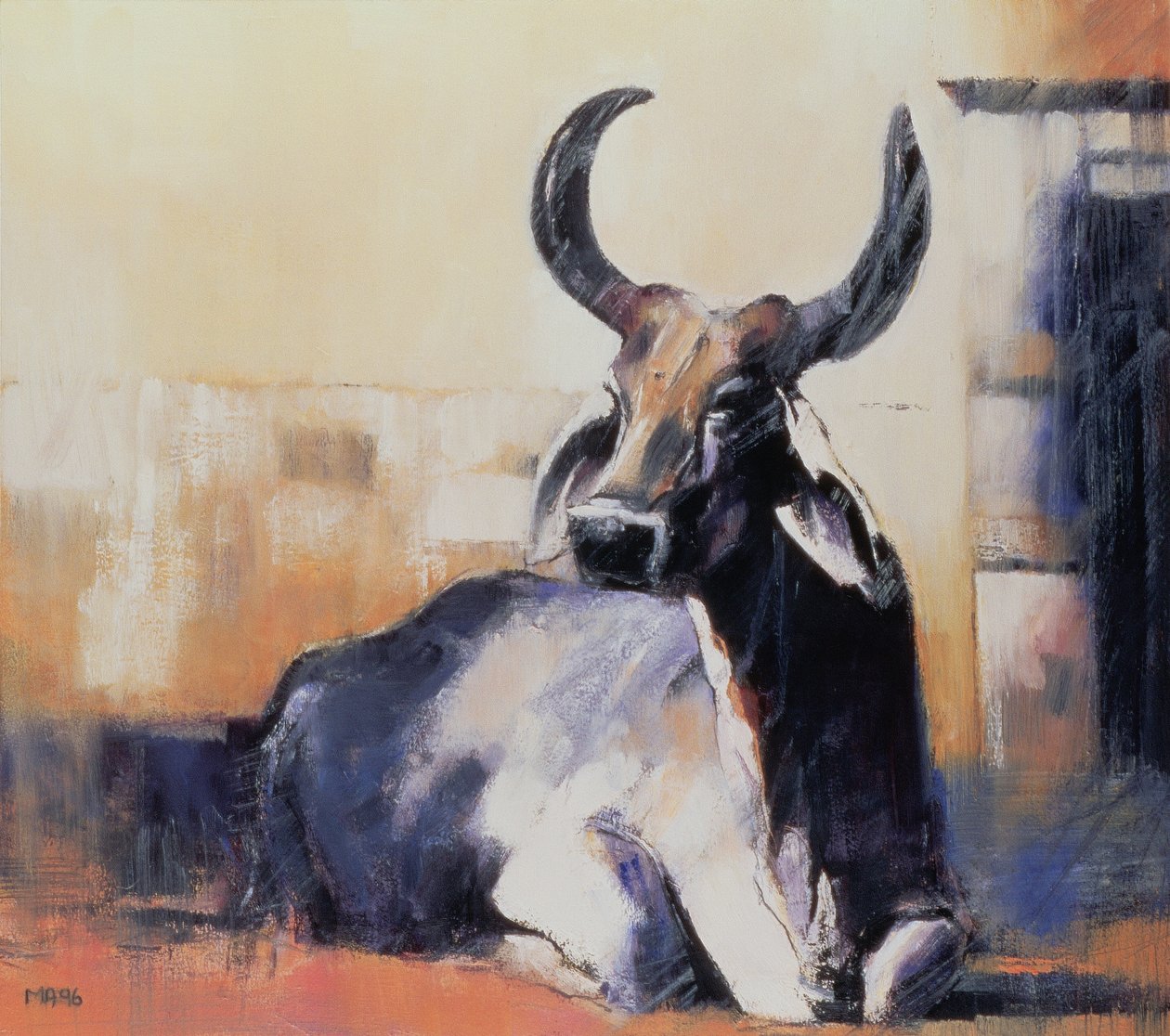 पवित्र गाय, भुज, 1996 (कागज पर तेल) द्वारा मार्क एडलिंगटन