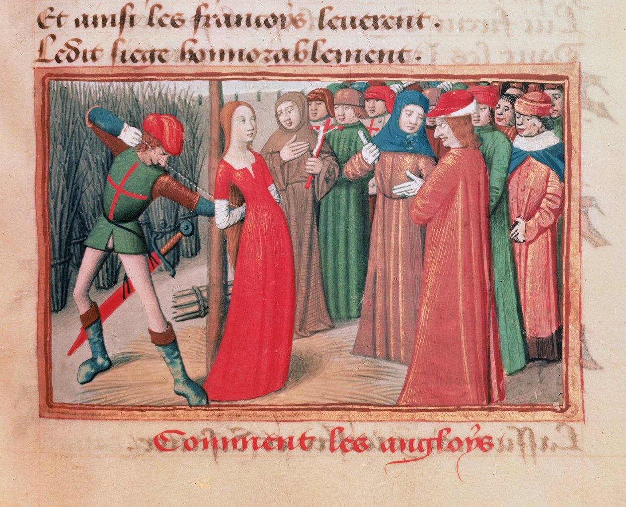 Ms Fr 5054 f.71 जोन ऑफ आर्क को दांव पर लगाकर, लेस लेस विगिल्स डी चार्ल्स VII से, मार्शल डुआवर्गने, 1484 द्वारा मार्शल डी पेरिस