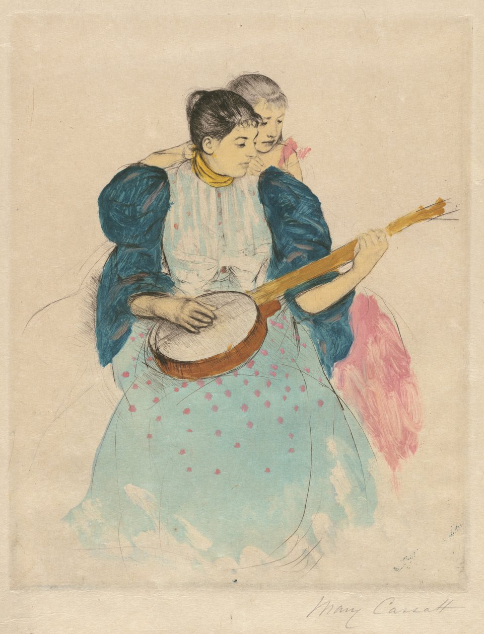 बैंजो पाठ, सी। 1893. द्वारा मैरी कसाट
