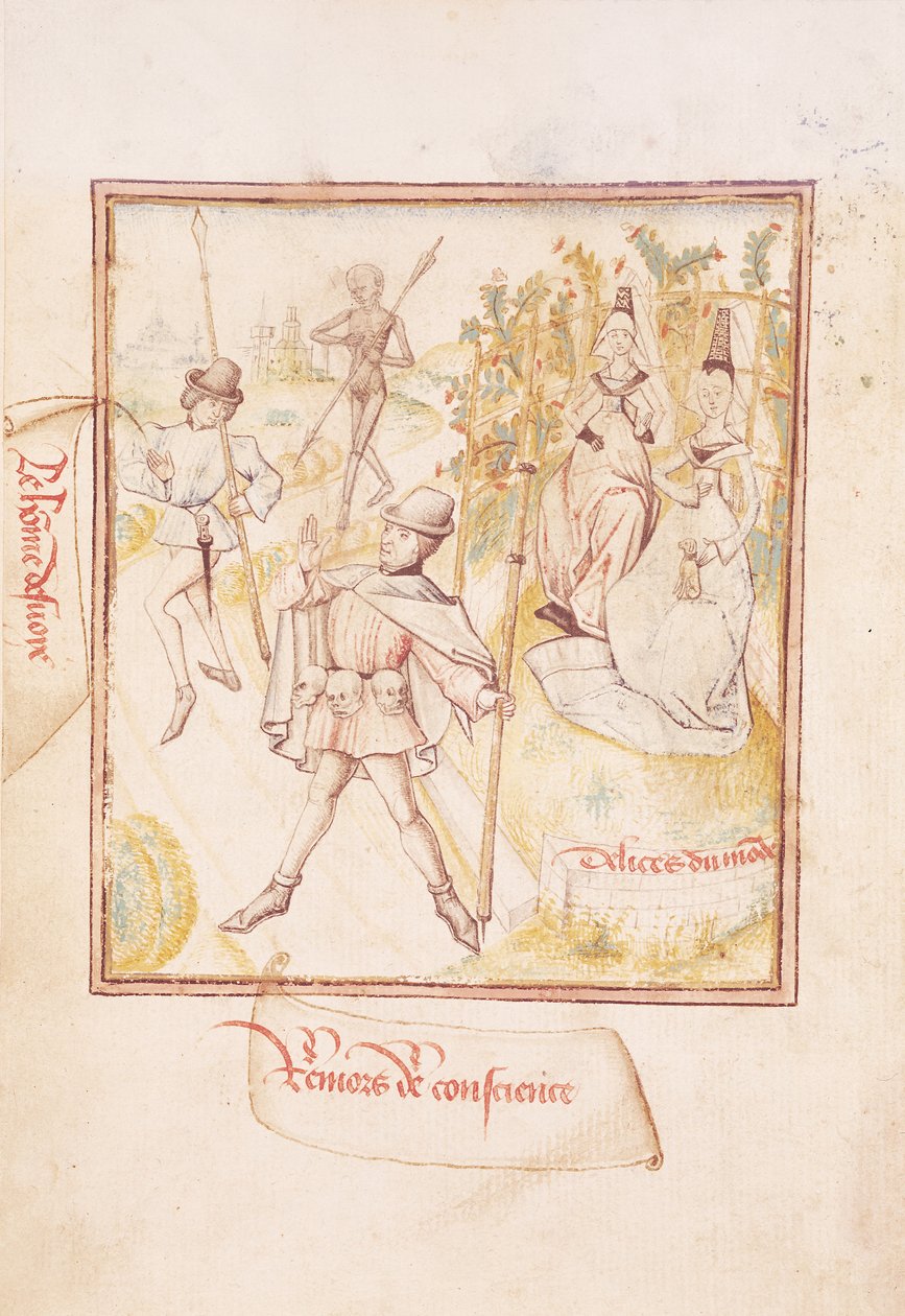 सुश्री 410 fol.24v &39;ली मिरोइर डी ला मोर्ट&39; से, c.1460 द्वारा चैंपियन देस डेम्स के मास्टर
