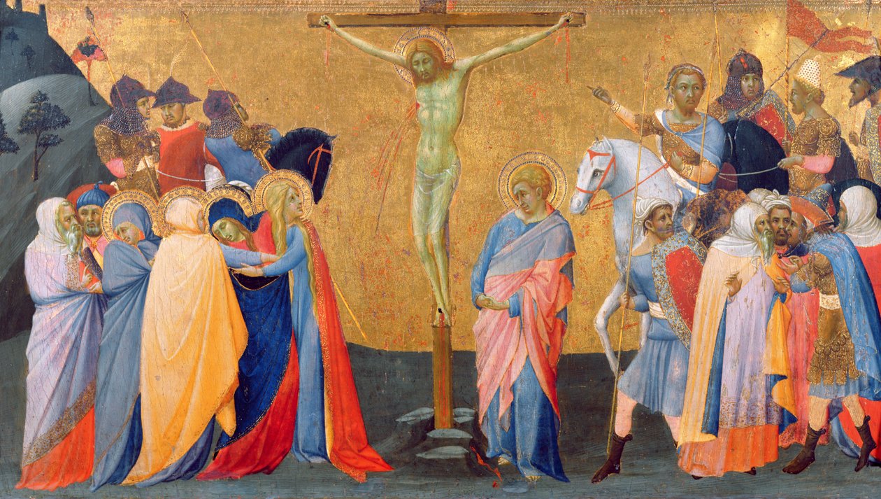 Crucifixion, एक प्रेडेला पैनल से (टेम्पर ऑन पैनल) द्वारा ओविला के सैन पिएत्रो के मैडोना के मास्टर