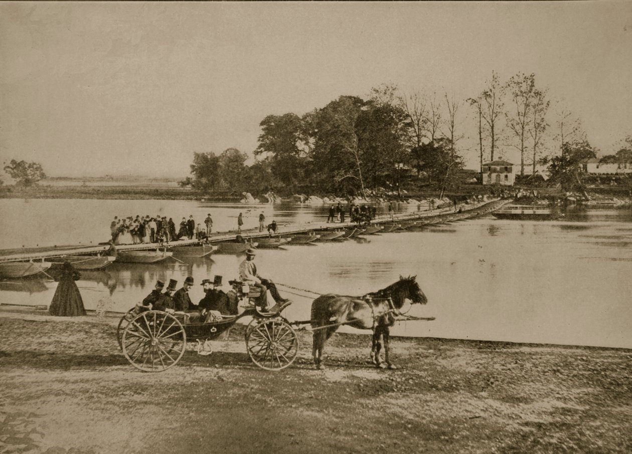 जॉर्जटाउन और एनाकोंडा द्वीप के बीच पोंटून ब्रिज, 1861-65 द्वारा मैथ्यू बी ब्रैडी