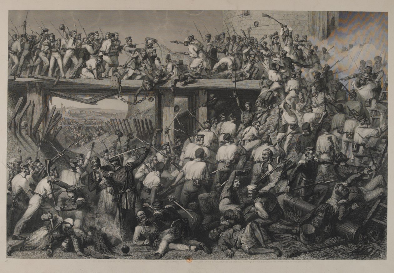 लंदन मुद्रण और प्रकाशन कंपनी, अगस्त 1859 द्वारा प्रकाशित टीएच शेरेट द्वारा उत्कीर्ण दिल्ली का तूफान द्वारा मैथ्यू सोमरविले मॉर्गन