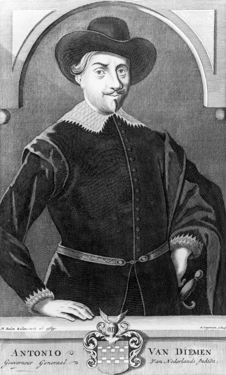 डार्ट जोंगमैन द्वारा उत्कीर्ण एंटनी वैन डायमेन (1593-1645) का चित्र (b.1684) द्वारा मैथिस बालन