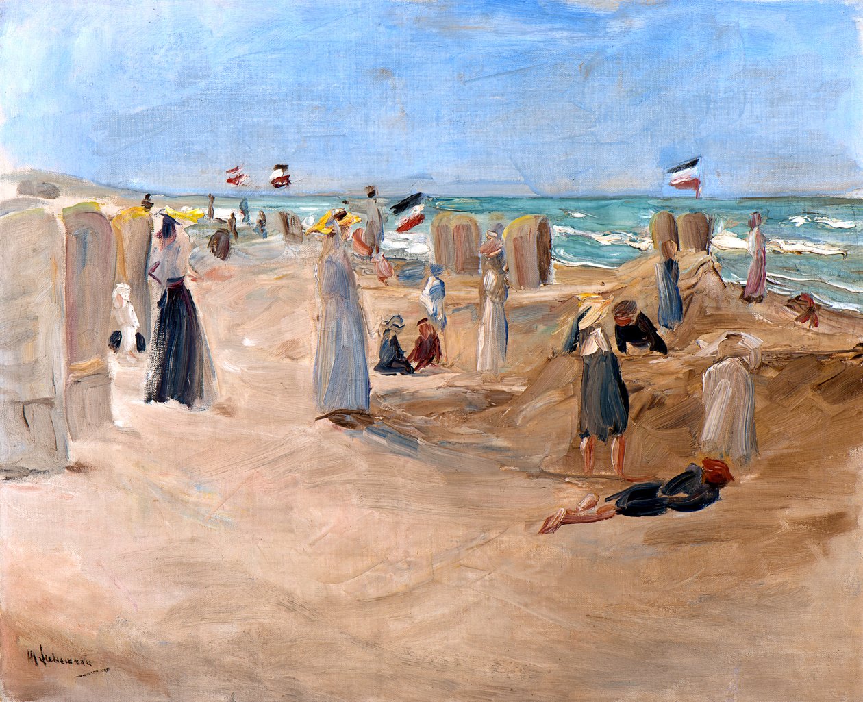 Noordwijk, 1908 में समुद्र तट पर। द्वारा मैक्स लिबरमैन