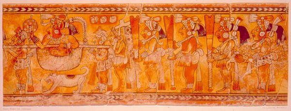 राजा एक कुत्ते, पुजारियों और गार्ड के साथ कूड़े में ले गया द्वारा माया