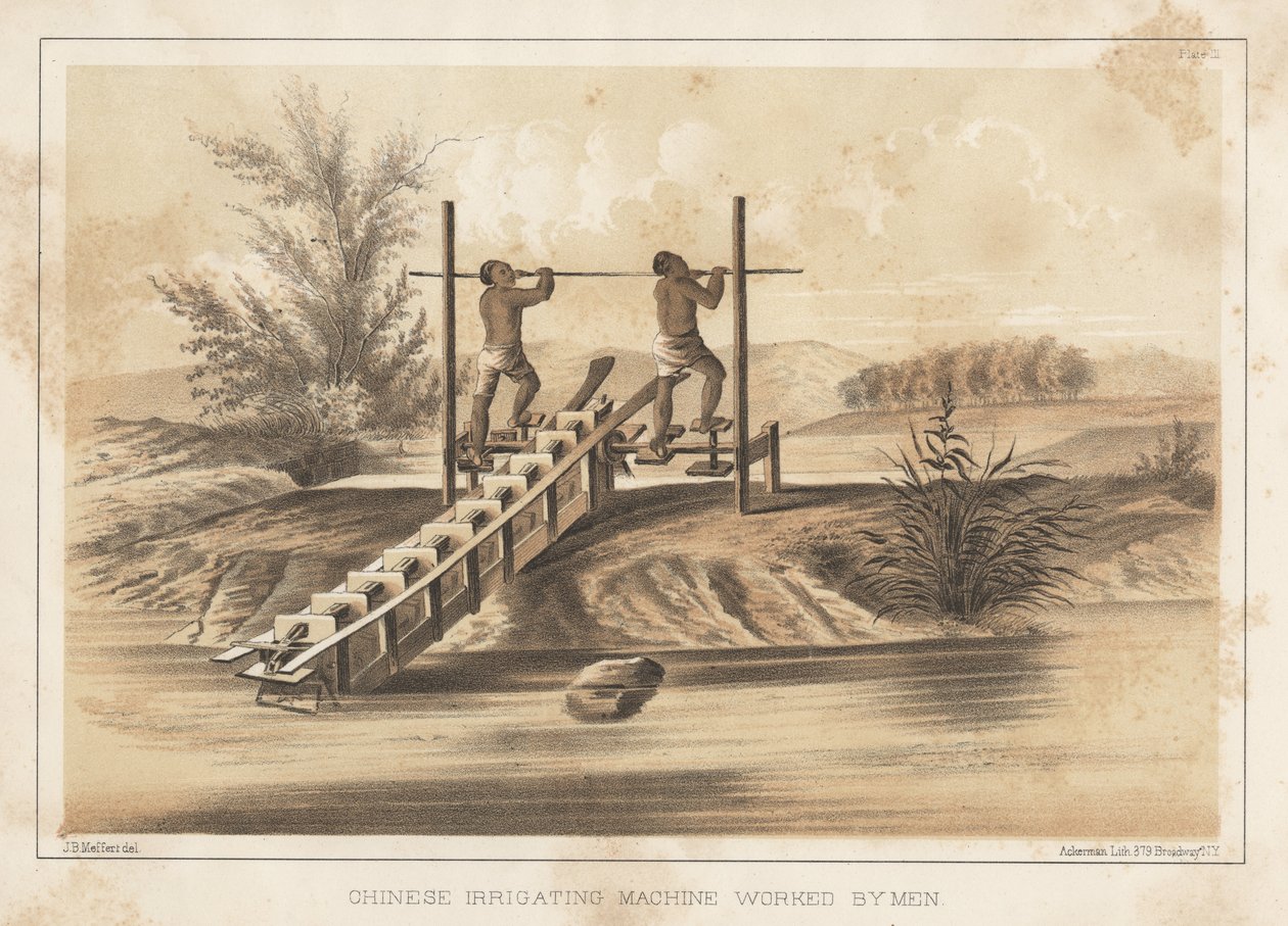 चीनी सिंचाई मशीन पुरुषों द्वारा काम किया, 1855 द्वारा मेफ़्फ़र्त