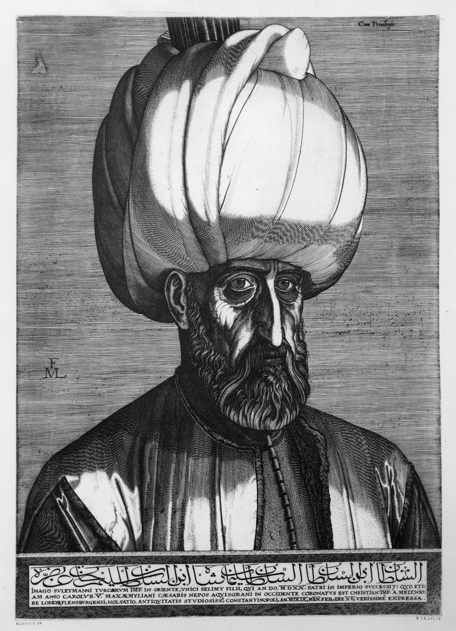 सुलेमान शानदार, 1559 में कॉन्स्टेंटिनोपल में उकेरा गया द्वारा Melchior लोरक