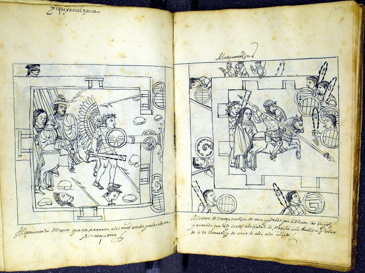 सुश्री हंटर 242 f.258v और f.259r, डिएगो मुनोज़ कैमरगो द्वारा "हिस्टोरिया डी ट्लैक्सकाला" से द्वारा मैक्सिकन स्कूल