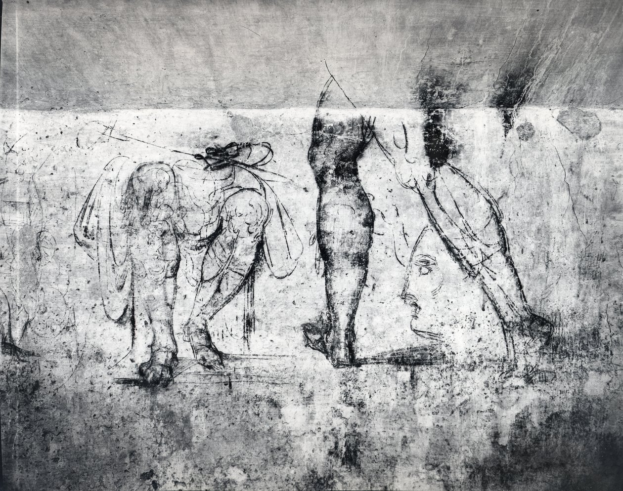 पैरों की दीवार ड्राइंग, c.1530 (प्लास्टर पर लकड़ी का कोयला) (प्रिंट) द्वारा माइकल एंजेलो बुओनारोती