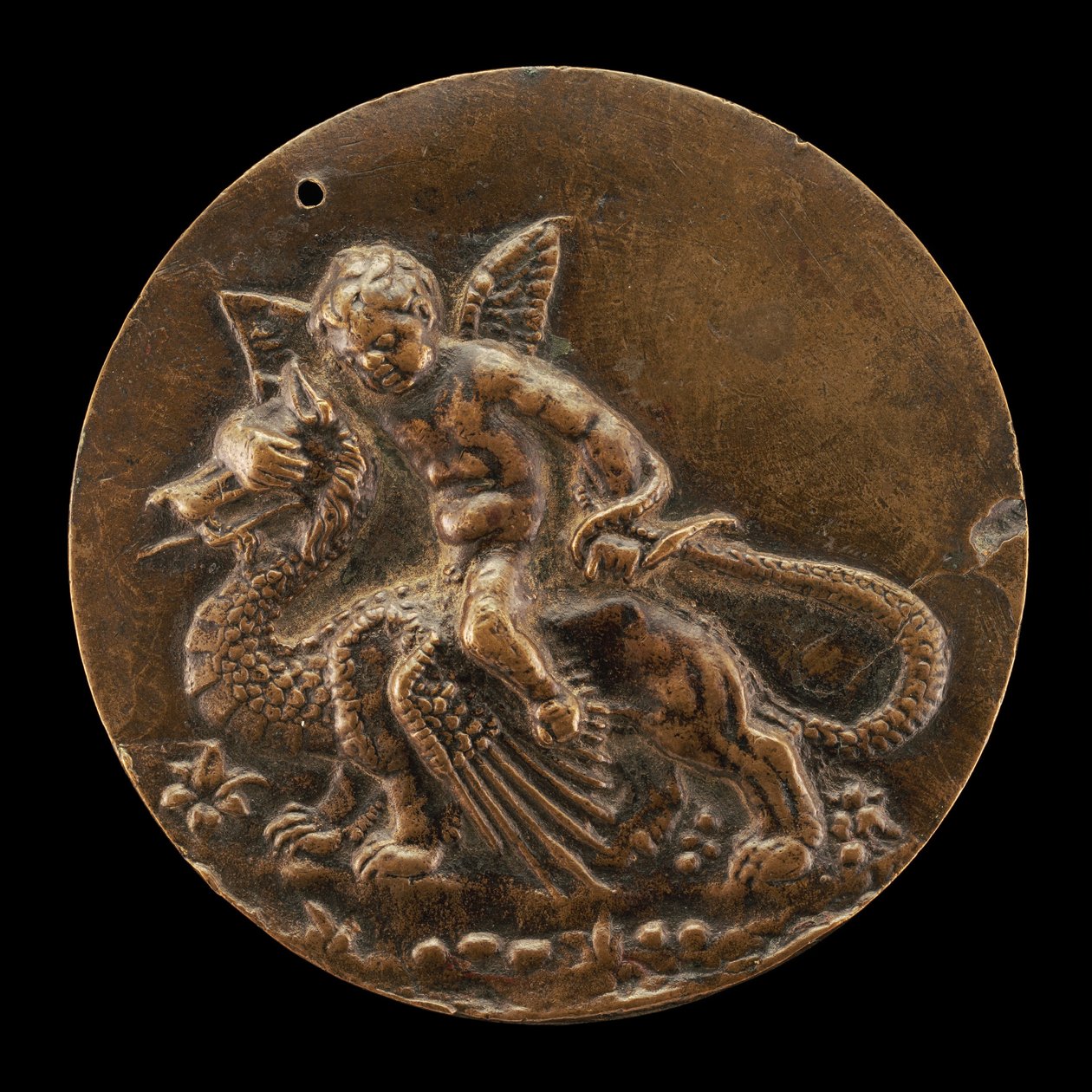 ड्रैगन पर सवार कामदेव, सी. 1500. द्वारा Moderno