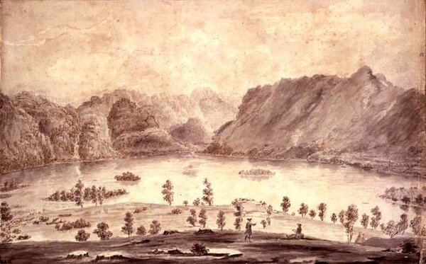 Derwentwater का नयनाभिराम दृश्य और Keswick की घाटी, Derwent Water के पश्चिमी भाग का विस्तार, c.1.32 द्वारा मूसा ग्रिफ़िथ