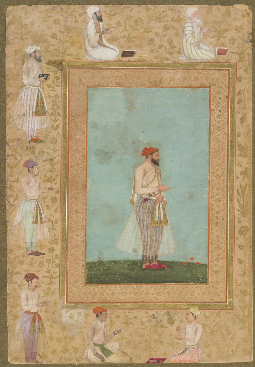 स्वर्गीय शाहजहाँ एल्बम के एक दरबारी ने पांडुलिपि फोलियो को रद्द कर दिया, c.1650 द्वारा मुगल स्कूल