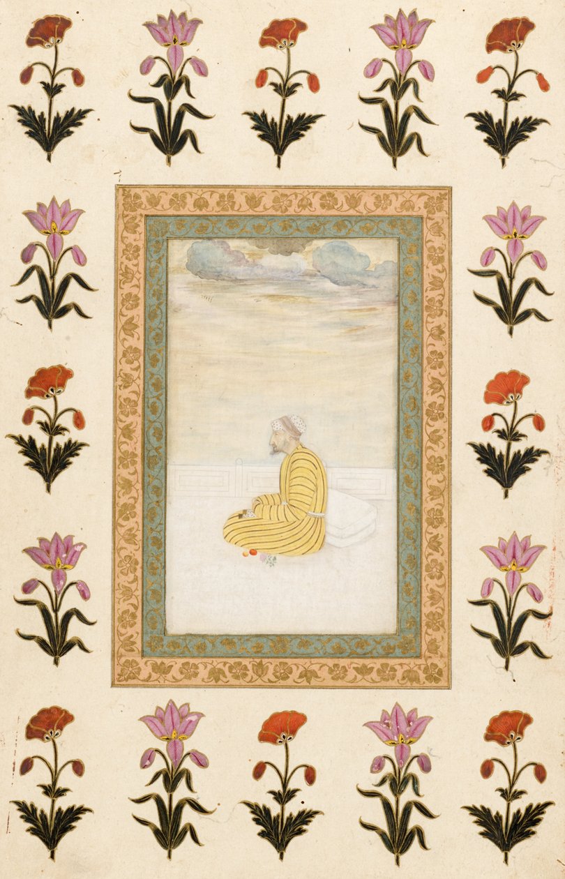 समकालीन आदमी एक छत पर बैठा, 1674-1675 द्वारा मुगल स्कूल