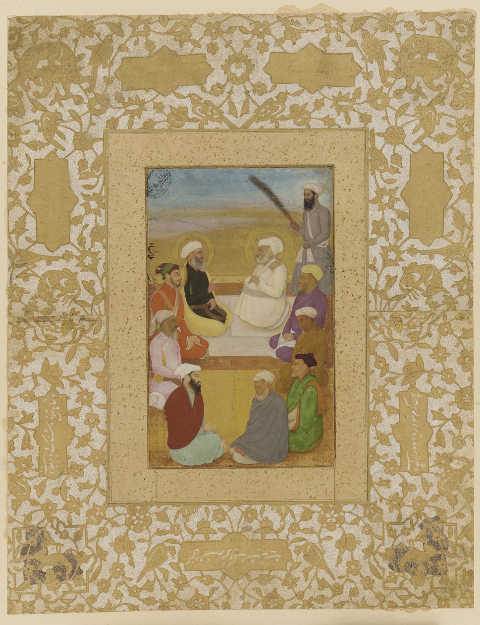 मियां मीर और मुल्ला शाह के साथ दारा शिकोह ने पेंटिंग के साथ एल्बम फोलियो को अलग कर दिया, c.1640 द्वारा मुगल स्कूल